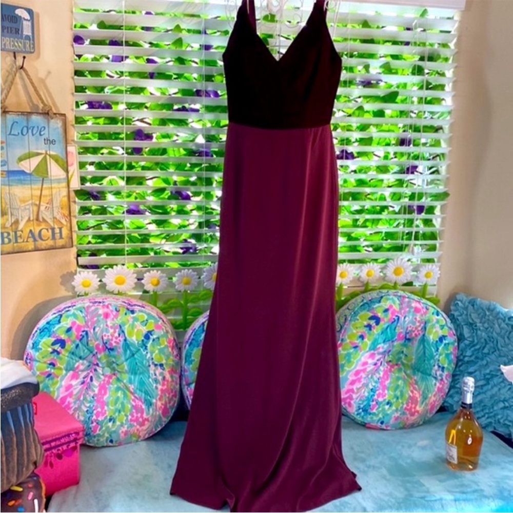 White by Vera Wang Crepe and Velvet Bridesmaid Dress